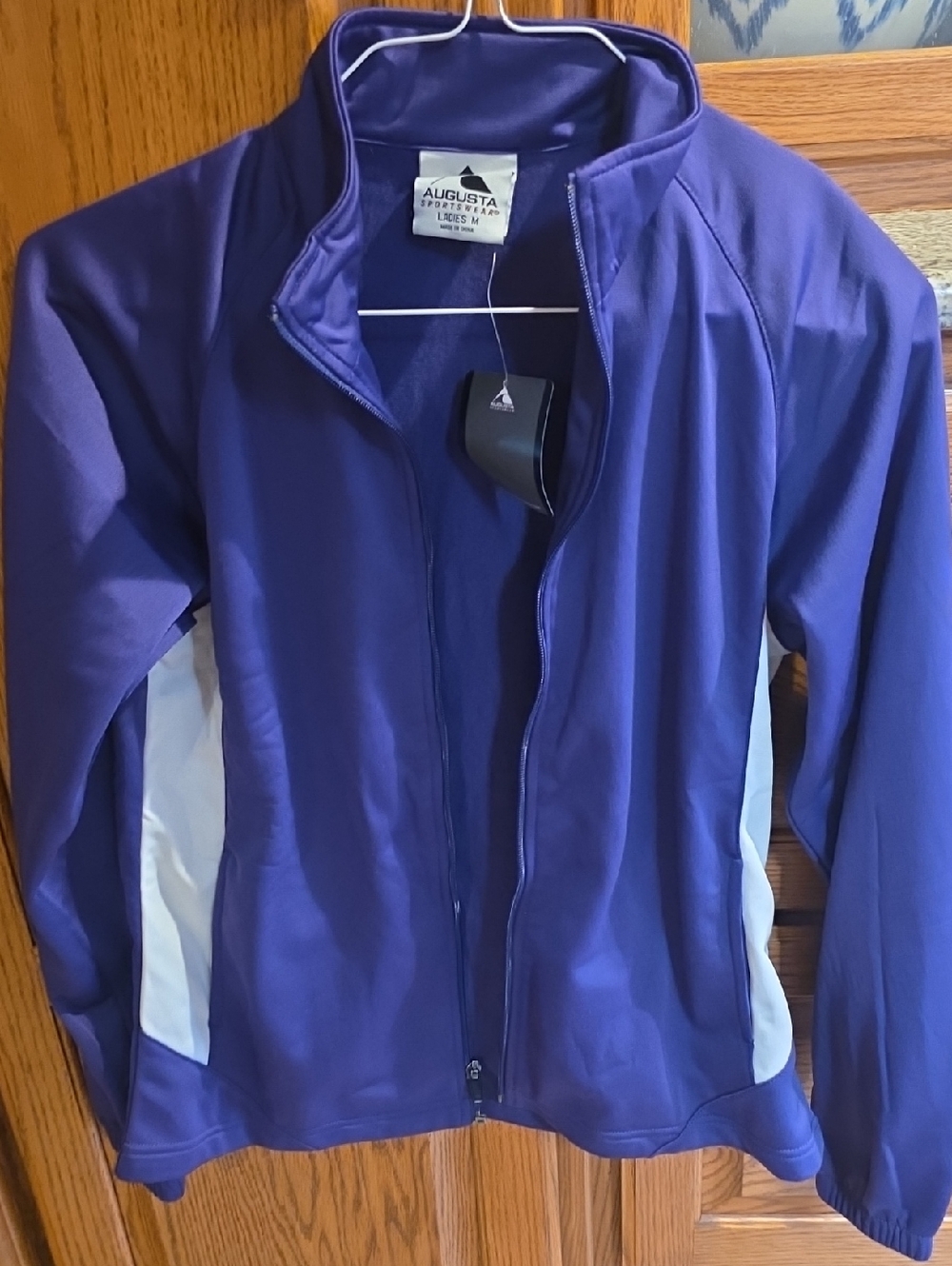 Augusta Sportswear Purple Full-Zip Bomber Jacket with White Panels